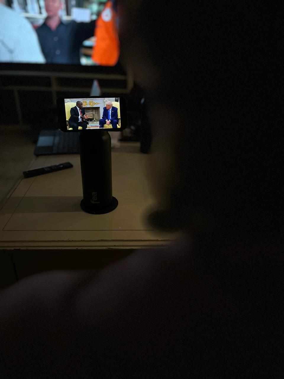 Person using water bottle